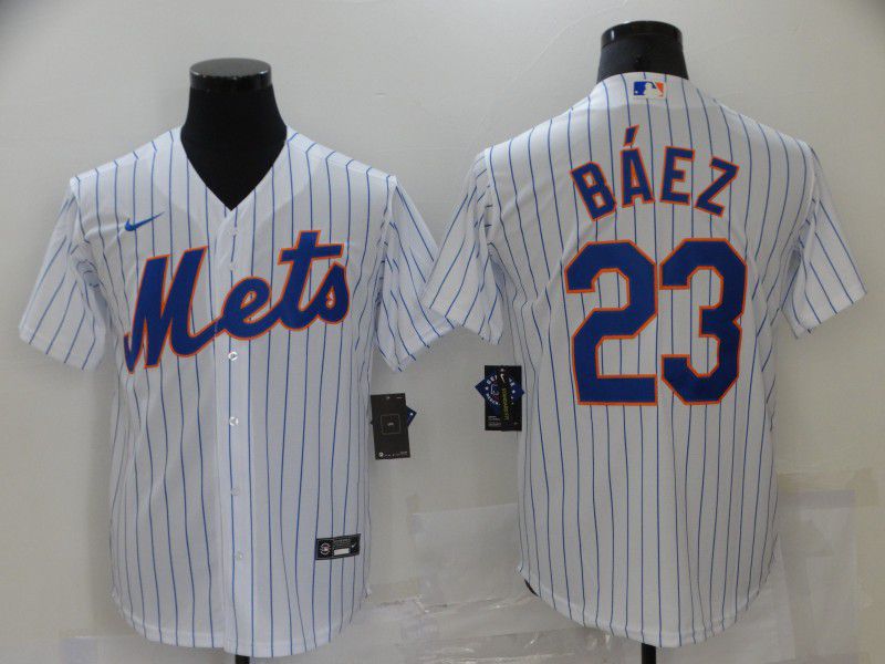 Men New York Mets #23 Baez White Game 2021 Nike MLB Jersey